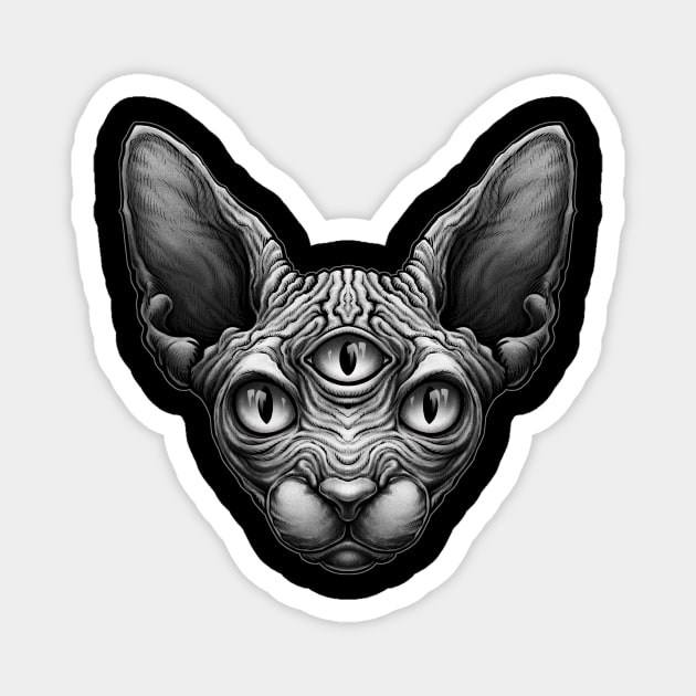 Three Eyed Egyptian Sphynx cat Magnet by LillyRise
