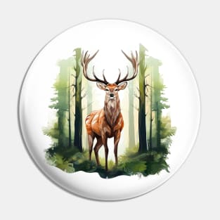 Deer And Forest Pin