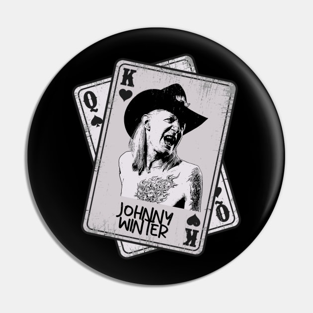 Retro Johnny Winter Card Style Pin by Slepet Anis