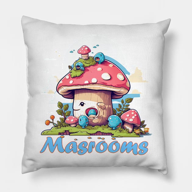 Porcini mushrooms Pillow by Printashopus