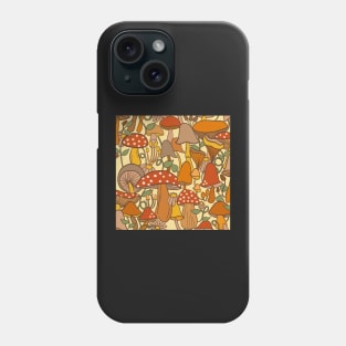 Mushrooms-toadstools-brown-orange-vintage-70s Phone Case