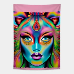 Catgirl DMTfied (27) - Trippy Psychedelic Art Tapestry