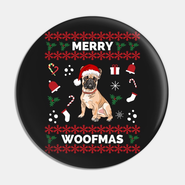 Merry Woofmas Bulldog Christmas Holiday - Bulldog Merry Woofmas Christmas Gift Pin by Famgift