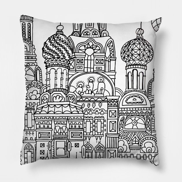 Russian Buildings Pillow by Ideacircus