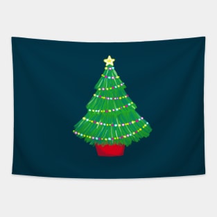 Traditional Christmas Tree with Twinkle Lights Tapestry