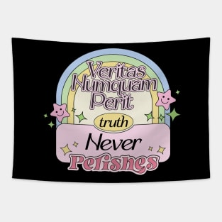 Truth Never Perishes in Latin Phrase Veritas Numquam Perit Tapestry