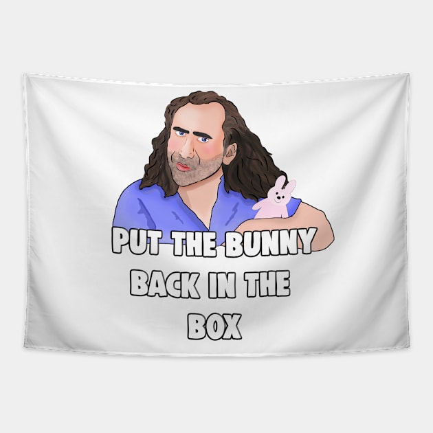 Nicolas Cage: Put The Bunny Back In The Box Tapestry by Barnyardy