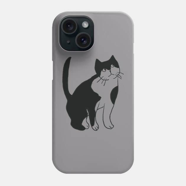gray-white drawing in minimalistic style Bad cat Phone Case by sonaart