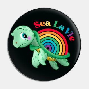 Sea La Vie Happy Rainbow Turtle Pin