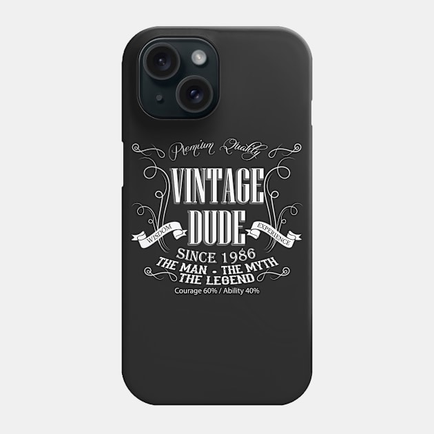 Vintage Dude 30 since 1986 – 30th birthday gift for men Phone Case by AwesomePrintableArt