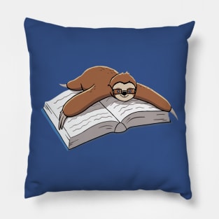 Cute Sloth Reading A Book 1 Pillow