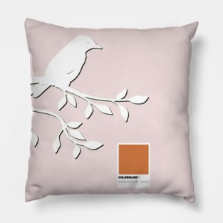 BIRD ORANGE - white full  by COLORBLIND WorldView Pillow