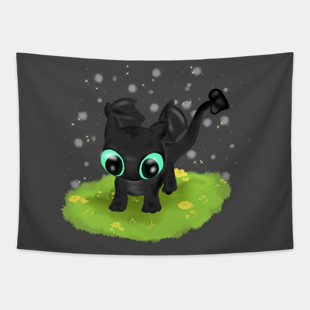 Toothless Fan art Tapestry by Fickle and Fancy