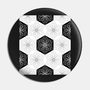 Black and white hexagon starburst flowers Pin