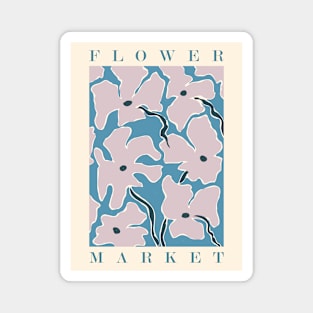 Flower market, Neutral botanical art, Retro print, Aesthetic poster, Exhibition art, Abstract flowers Magnet