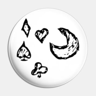 Moon and playing card suits Pin