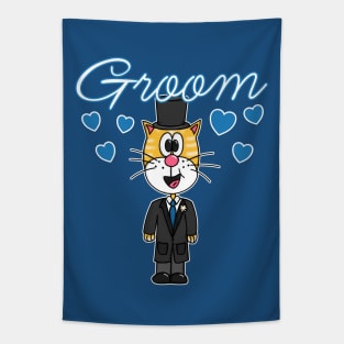 Bridegroom Cat Wedding Groom Bachelor Party Engagement Tapestry