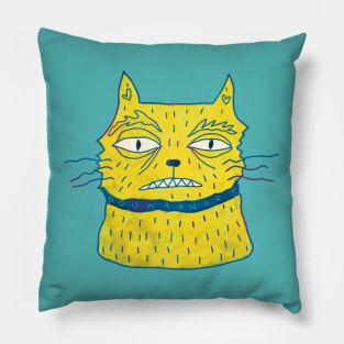 Angry crazy funny cat Pillow