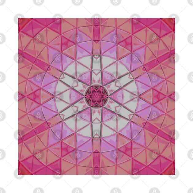 Mosaic Mandala Flower Pink and White by WormholeOrbital