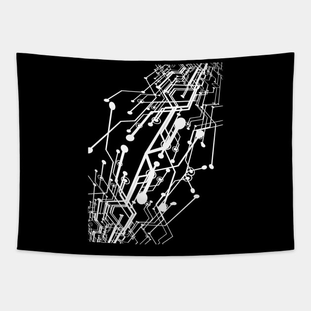 Digital Signals Graphic Typography White Design Tapestry by Stylomart