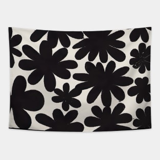 Black Flowers Pattern Tapestry