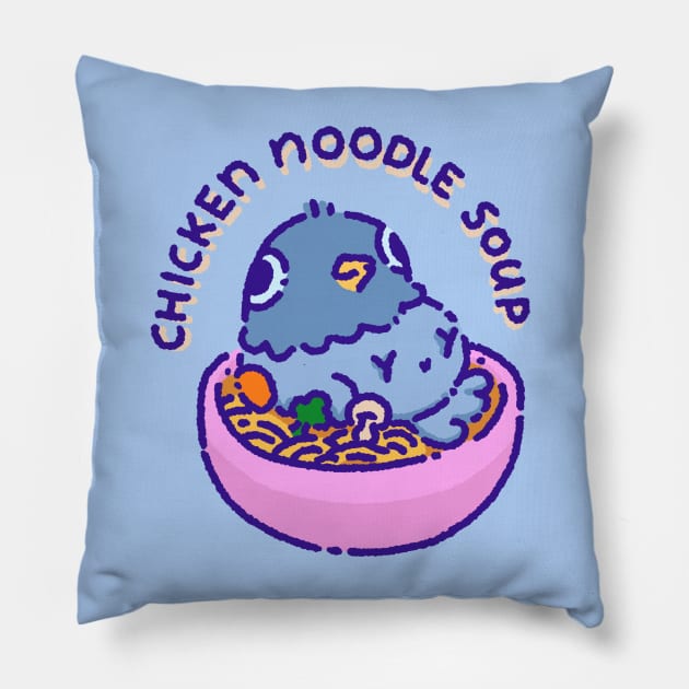 Pigeons sitting in a bowl of hot soup Pillow by Tinyarts