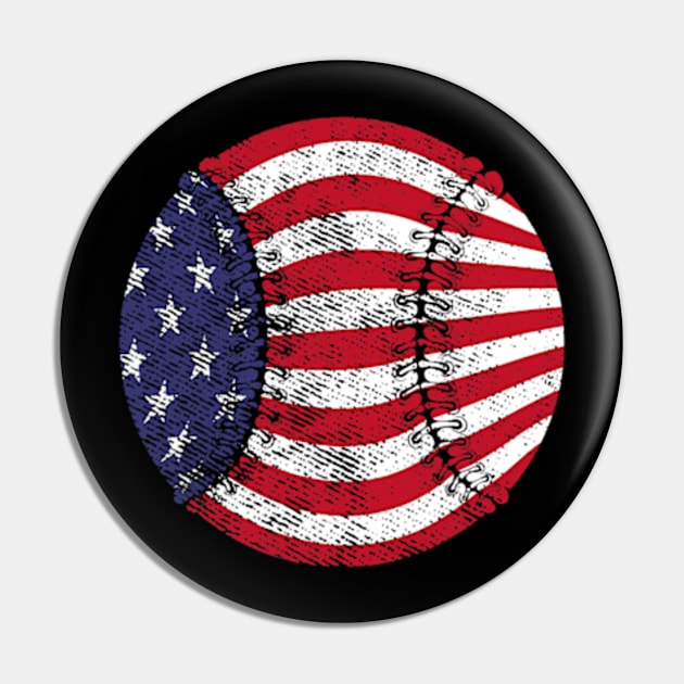 American Flag Patriotic USA 4th of July Baseball Team Pin by credittee