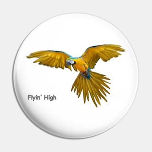 Blue Yellow Flying Parrot Birds Pin