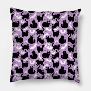 Black Cats and Bats Lavender Pillow