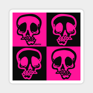 Pink and Black Skull Checkers Magnet