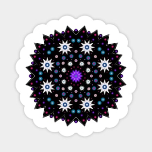 Circular Pointed Mandala Blue-Pink-Purple-White Magnet