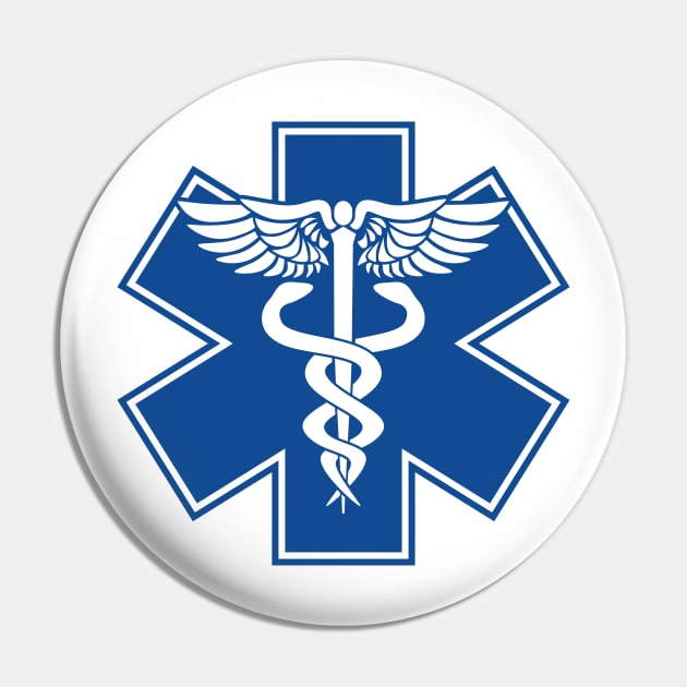 EMT Health Care Caduceus Blue Medical Symbol Pin by hobrath