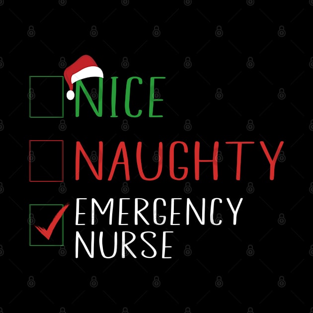 Nice Naughty Emergency Nurse Funny Christmas Nurse by WildFoxFarmCo