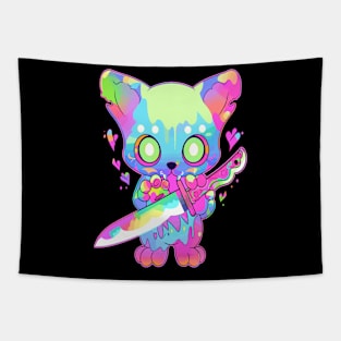 Cute EDM Trippy Festival Psychedelic Cat Rave Tapestry