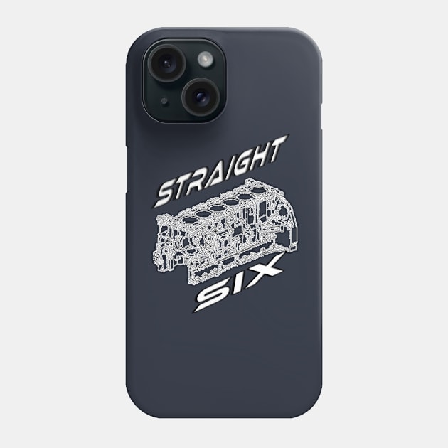 Engine Block Straight 6 (White) Phone Case by CarEnthusast