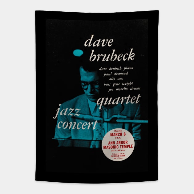 Dave Brubeck Quartet with Paul Desmond - Jazz Goes to College - Univ. of Michigan - 1954 Tapestry by info@secondtakejazzart.com