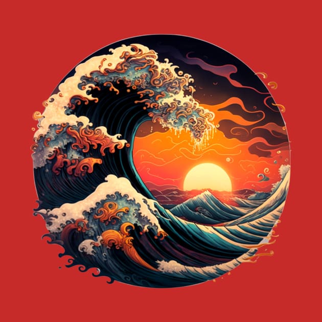 Sunset Great Waves by gibah