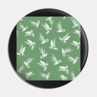 Herring plovers in flight, green background Pin