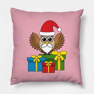 Santa Claus Owl with Presents Pillow