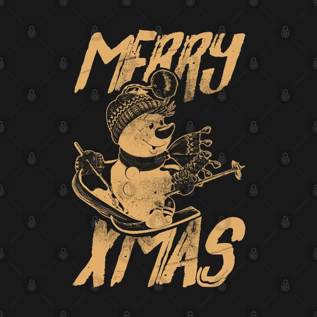 Skiing Snowman - Merry Xmas - Brown by Tangan Pengharapan