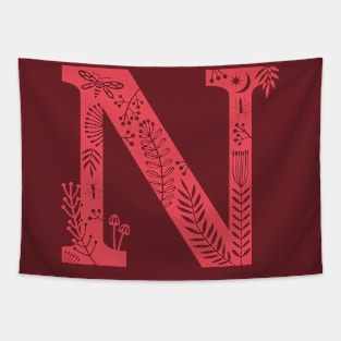 Letter N Red Pink Tapestry