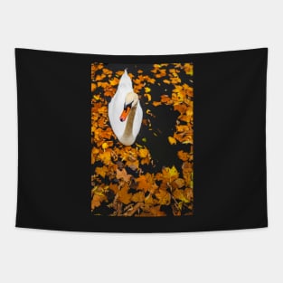 Swan In A Lake In Autumn Tapestry