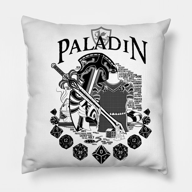 RPG Class Series: Paladin - Black Text Pillow by Milmino