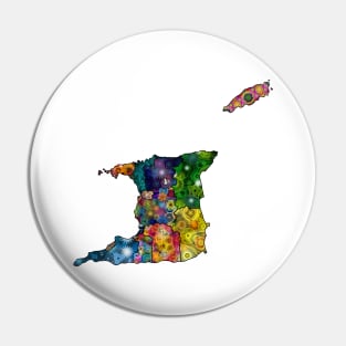 This Spirograph Patterned Trinidad and Tobago Regions Map Pin