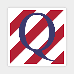 Old Glory Letter Q Blue on Red and White Stripes Magnet