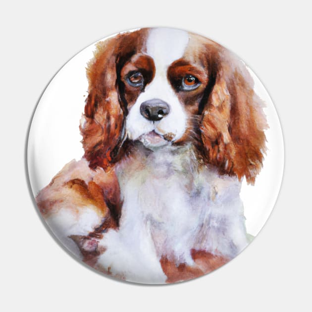 Cavalier King Charles Spaniel Watercolor - Gift For Dog Lovers Pin by Edd Paint Something