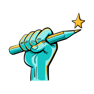 fist firmly holding a pen with a star on top T-Shirt