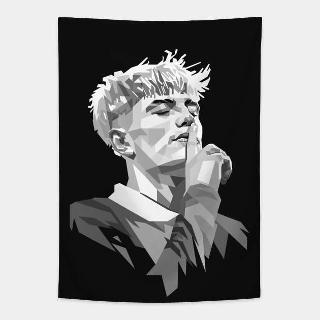 Alejandro Garnacho Grayscale Portrait Pop Art Tapestry by RJWLTG