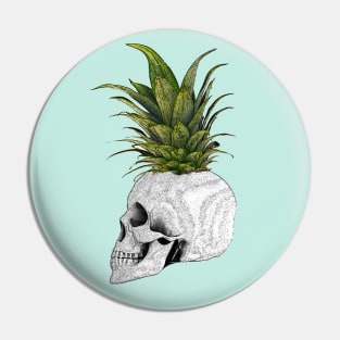 Humor skull and pineapple, fruit, summer, Pin