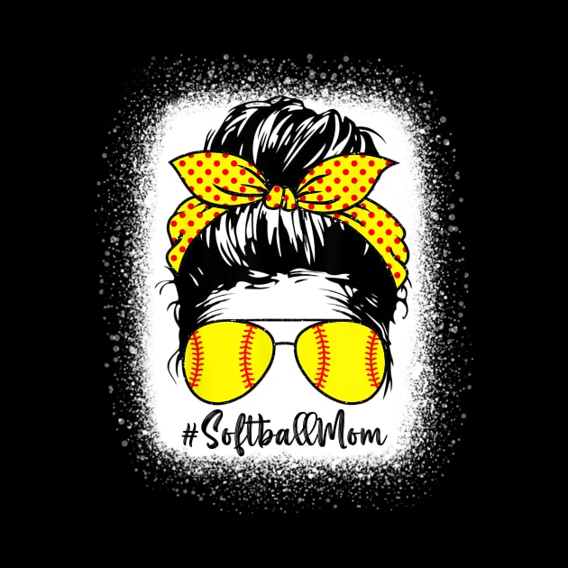 Bleached Softball Mom Life Leopard Messy Bun Game Day Gift by WoowyStore